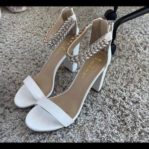 White Ankle Strap Heels